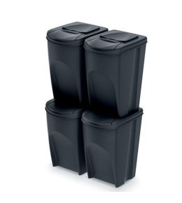 KEDEN KOSZ NA ŚMIECI SORTIBOX 35L SET 4 - CZARNY RECYKLING