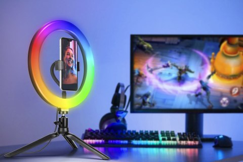 TRACER LAMPA PIERŚCIENIOWA RING RGB 26CM MINI STATYW