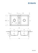 Deante Eridan Zlewozmywak 2-komorowy bez ociekacza ZQE_S203