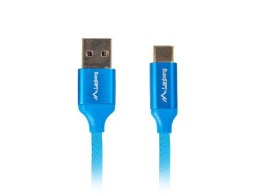 Kabel Lanberg Premium QC 3.0 CA-USBO-22CU-0010-BL (USB 2.0 typu A M - USB typu C M; 1m; kolor niebieski)