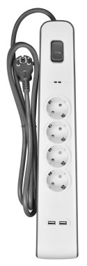 Listwa zasilająca Belkin Power Surge 4-PORT + 2xUSB-A 2m Grey/White Schuko