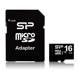 Karta pamięci Silicon Power microSDHC 16GB Class 10 + ADAPTER microSD-SD (SP016GBSTH010V10SP)