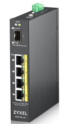 Switch Zyxel RGS100-5P PoE (PoE+: 4;) 120W Unmanaged Gigabit Rugged