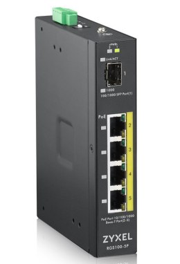 Switch Zyxel RGS100-5P PoE (PoE+: 4;) 120W Unmanaged Gigabit Rugged