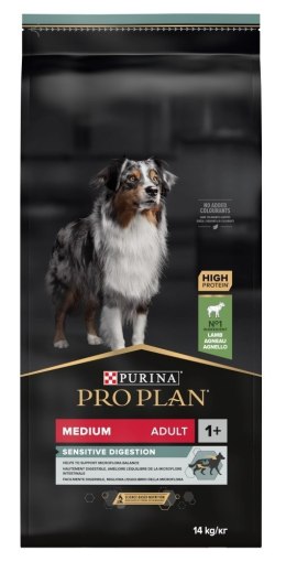 PURINA Pro Plan Adult Medium Sensitive Digestion bogata w jagnięcinę - sucha karma dla psa - 14 kg