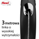 Smycz flexi automatyczna New Classic XS linka 3 m - dla psa do 8 kg, kolor czarny