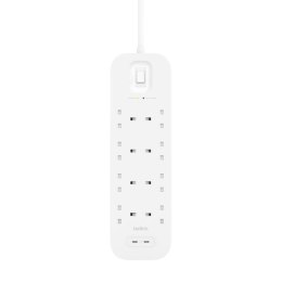 Listwa zasilająca Belkin Power Surge 8-PORT + 2xUSB-C PD 30W 900J White 2m Schuko