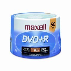 MAXELL DVD+R 4,7GB 50 szt  w opakowaniu SHRINK. Prędkość zapisu 16X, 120 min. Przeznaczenie nagrywanie Multimediów.