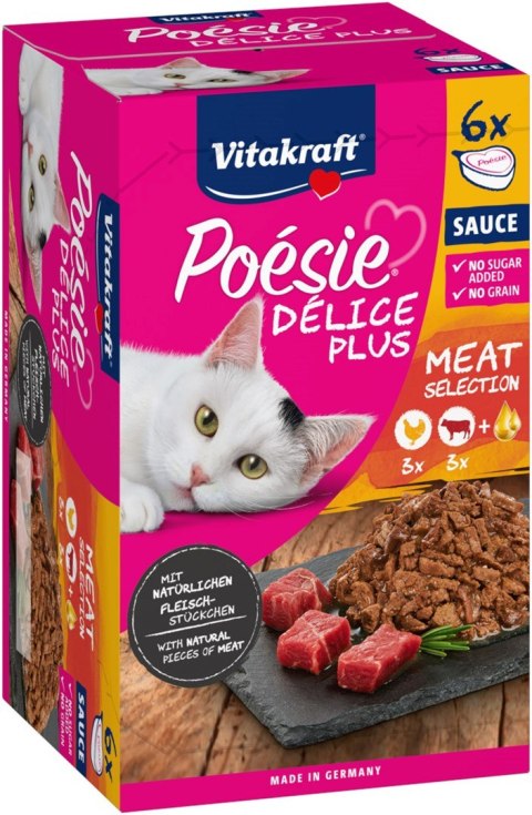 VITAKRAFT Poesie delice PLUS kurczak+wołowina - Przysmak dla kota - 6x85g