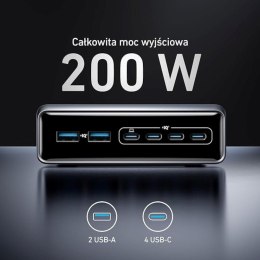 Ładowarka wieloportowa Anker Prime GaN 2x USB-A 4x USB-C PD 200W Czarna