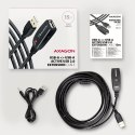 AXAGON ADR-215 Aktywny przedłużacz USB 2.0, USB-A męski/żeński - 15m