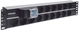 Intellinet 714051 rozdzielacz zasilania PDU 15 x gniazdo sieciowe 2U Aluminium, Czarny