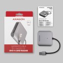 Axagon CRE-S3 External card reader USB-A 3.2 Gen 1 3-slot & lun SD/microSD/CF czytnik kart USB 3.2 Gen 1 (3.1 Gen 1) Type-A Szar