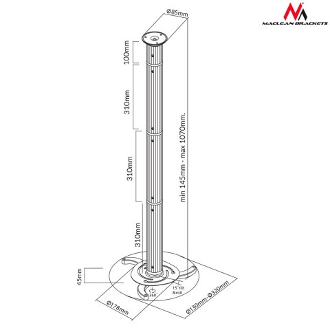 Uchwyt sufitowy do projektora Maclean MC-517