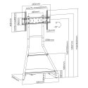 Uchwyt wolnostojący pod TV / narożny Maclean, w stylu bauhaus, dwupoziomowe drewniane półki, 40kg max, 37-75'', MC-455